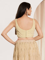 Joban Fashion Cream Tissue Padded Blouse With Sweetheart Neck Sleeveless | Grocsy