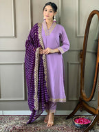 Partywear Designer Viscose Silk Blend Purple Stitched Suit With Dupatta - Tanisha | Grocsy