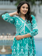 The52 Women's Gorgeous Flared Printed French Crepe Dress | Grocsy