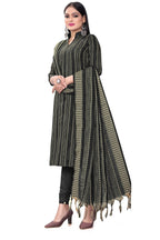 Black Cotton Jacquard Woven Unstitched Dress Material - Tanvi | Grocsy