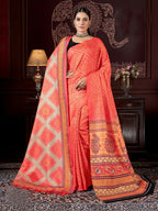 Aayaa Designer Winter Collection Printed Saree With Shawl - Multi Color | Grocsy