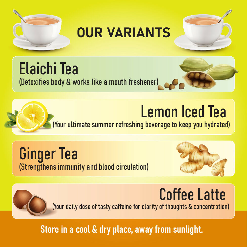 Naivedyam Lemon Iced Instant Tea Premix Powder Sachets | Grocsy