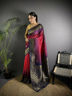 Joban Fashion Red Handloom Silk Ikkat Saree | Grocsy
