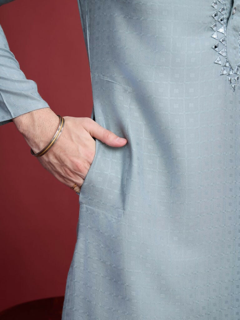 Vastranavya Exclusive Festival Wear Viscose Mirror Work on Self Weaving Kurta Only | Grocsy