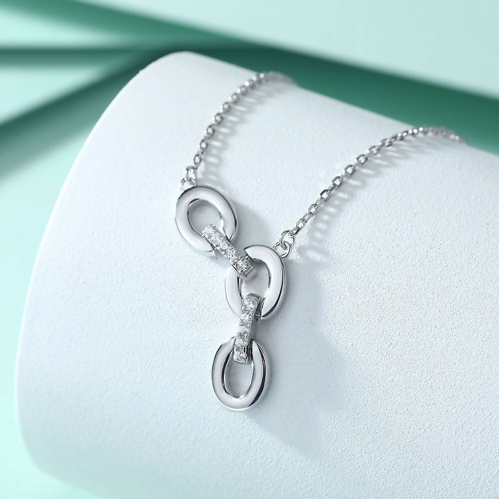 Cauer Elegant 14K White Gold Plated Moissanite Pendant Necklace | Grocsy