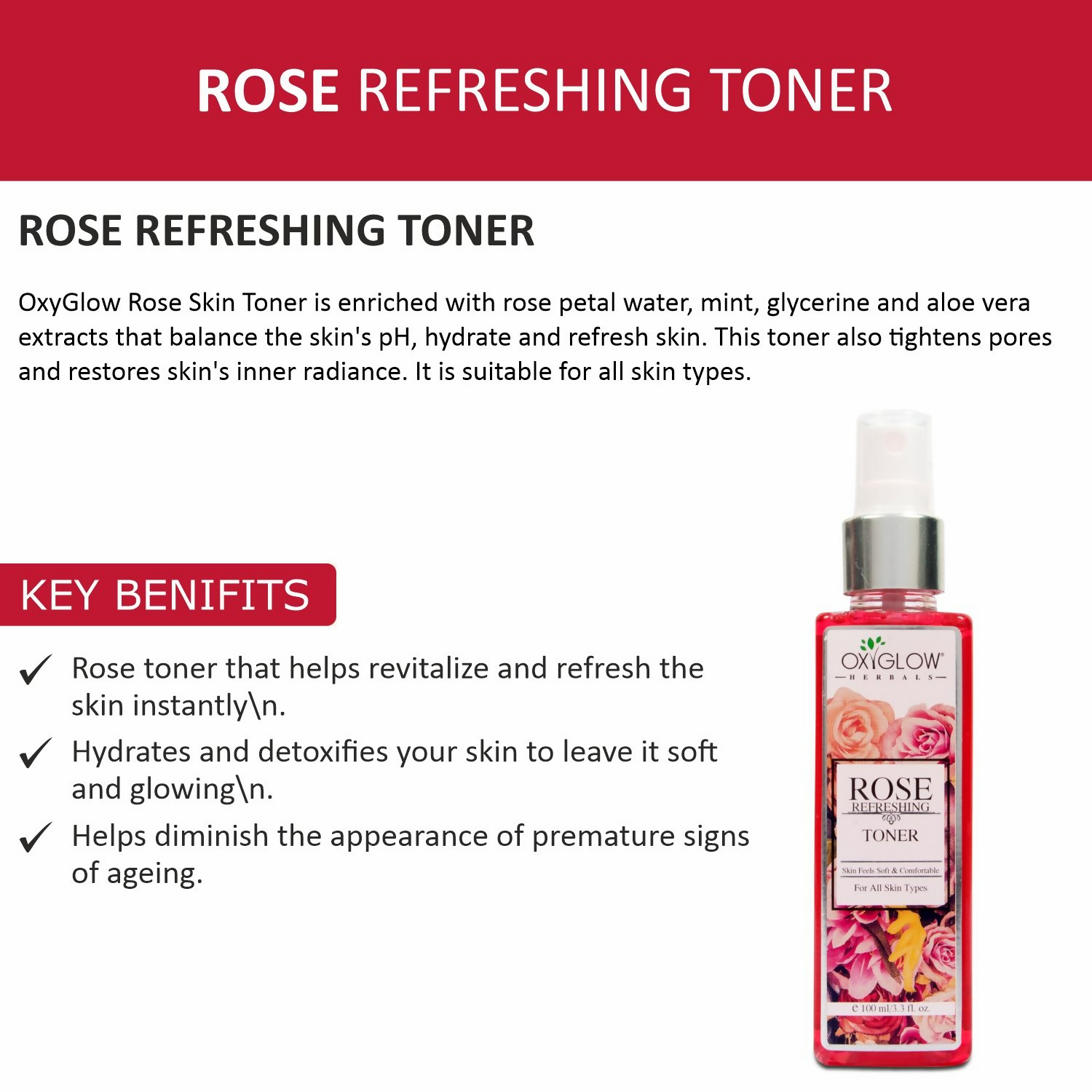 Oxyglow Herbals Rose Skin Toner | Grocsy