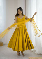 Joban Fashion Yellow Kurta Set Chanderi Sequence Embroidery Work | Grocsy
