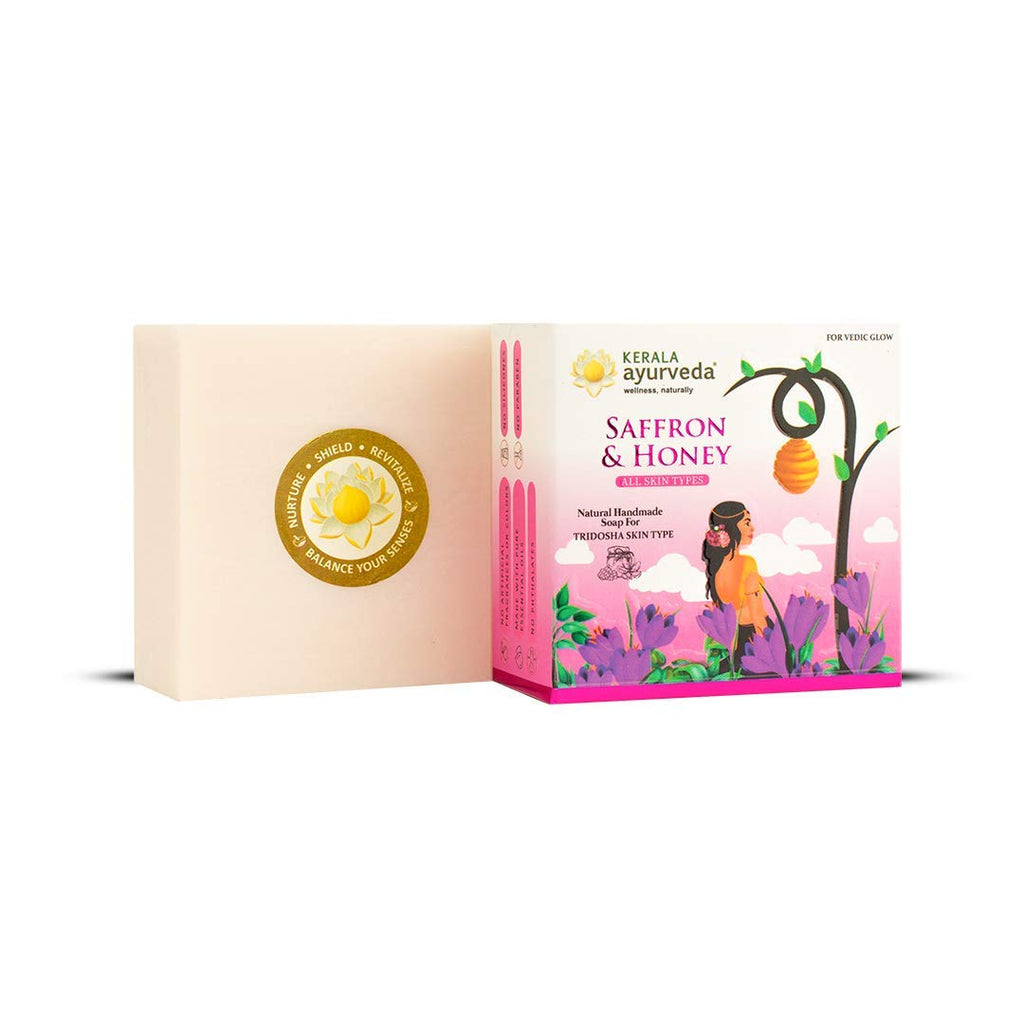 Kerala Ayurveda Natural Handmade Saffron & Honey Soap | Grocsy