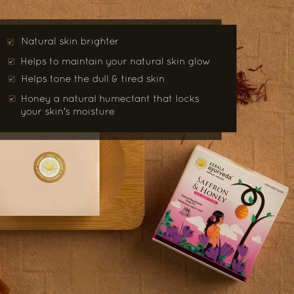 Kerala Ayurveda Natural Handmade Saffron & Honey Soap | Grocsy