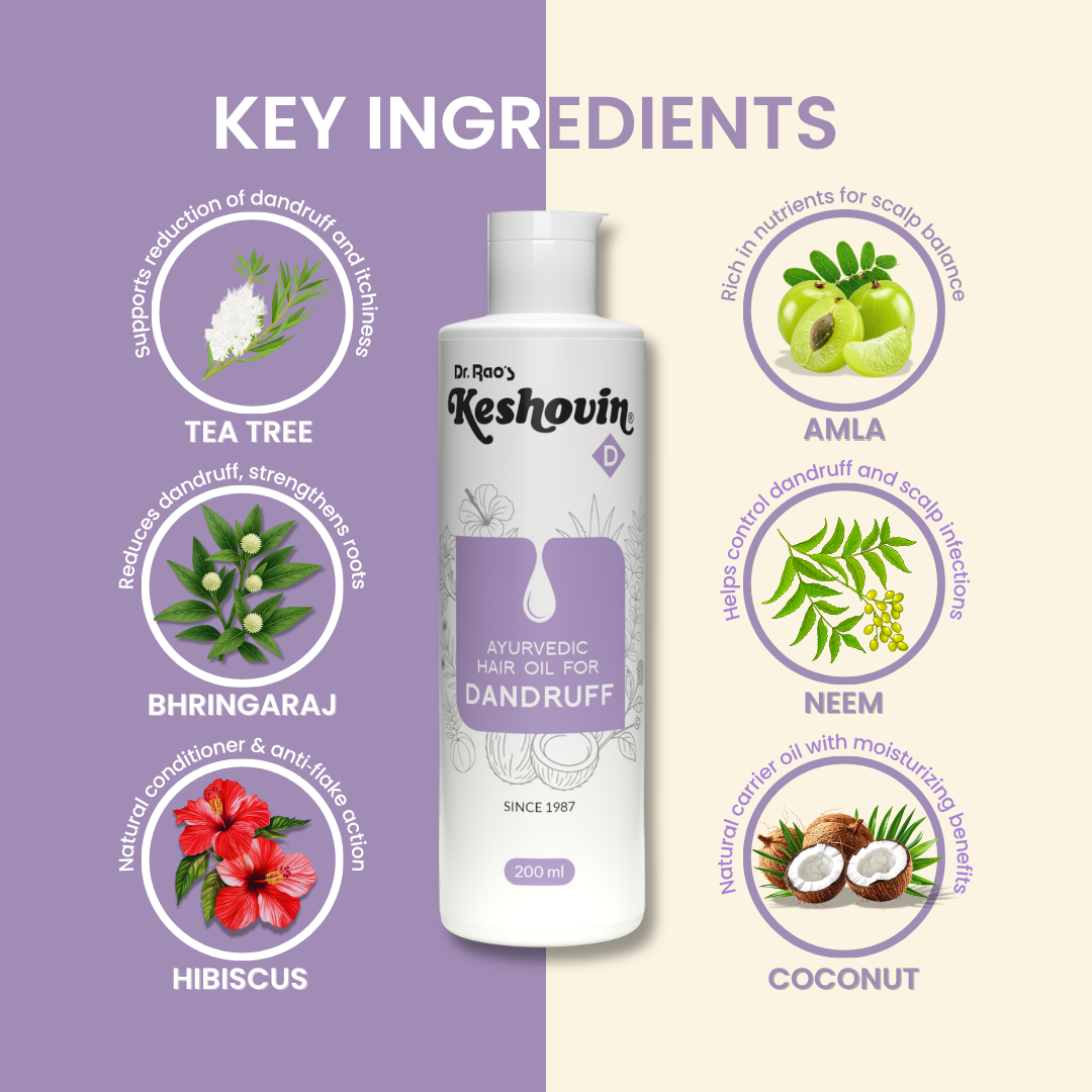 Dr. Rao's Keshovin Anti Dandruff Herbal Hair Oil | Grocsy