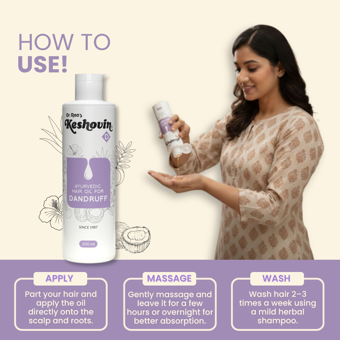 Dr. Rao's Keshovin Anti Dandruff Herbal Hair Oil | Grocsy