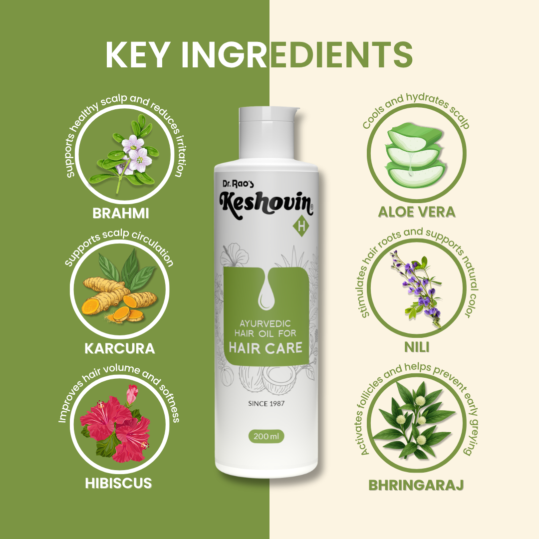 Dr. Rao's Keshovin -H Ayurvedic Hair Growth Oil | Grocsy