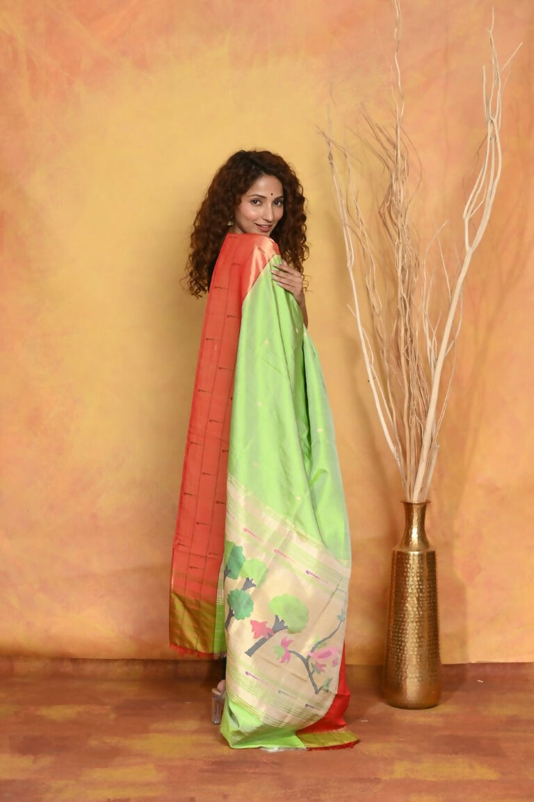 Very Much Indian Handloom Pure Cotton Paithani Dupatta - White | Grocsy