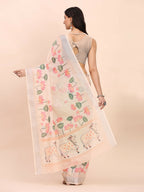 Shree Shyam Fashion Linen Cotton Peach Saree | Grocsy