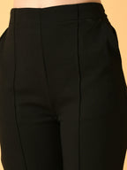 Myshka Women's Black Flared Party Trouser | Grocsy