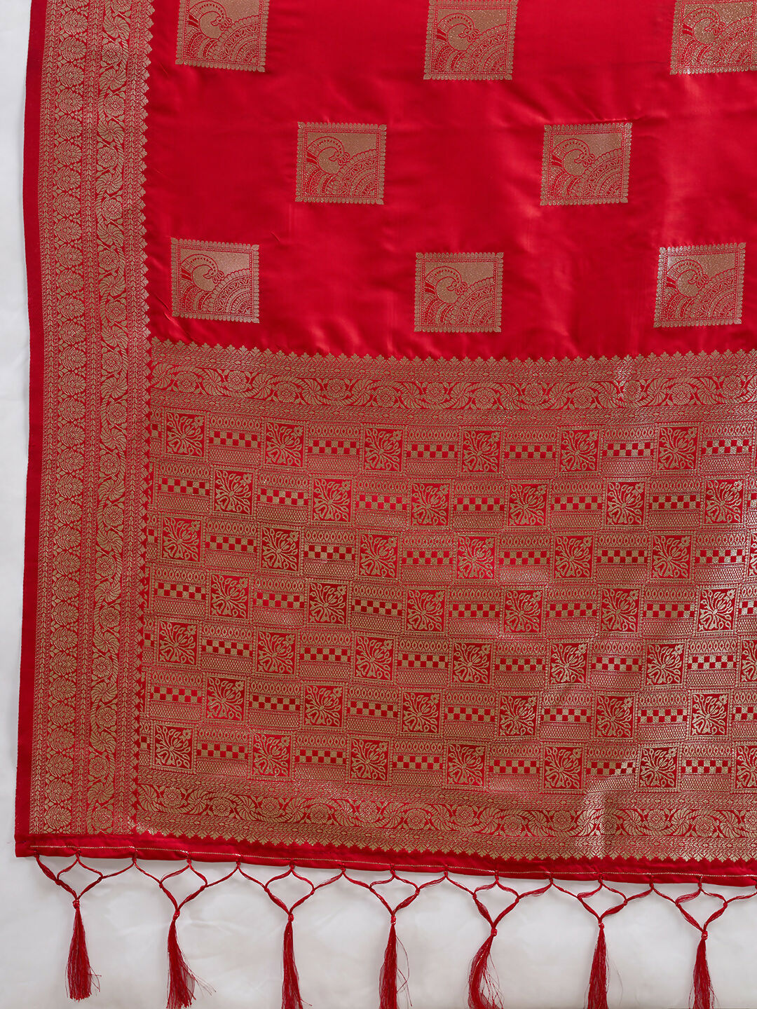 Shree Shyam Fashion Red Silk Blend Saree | Grocsy