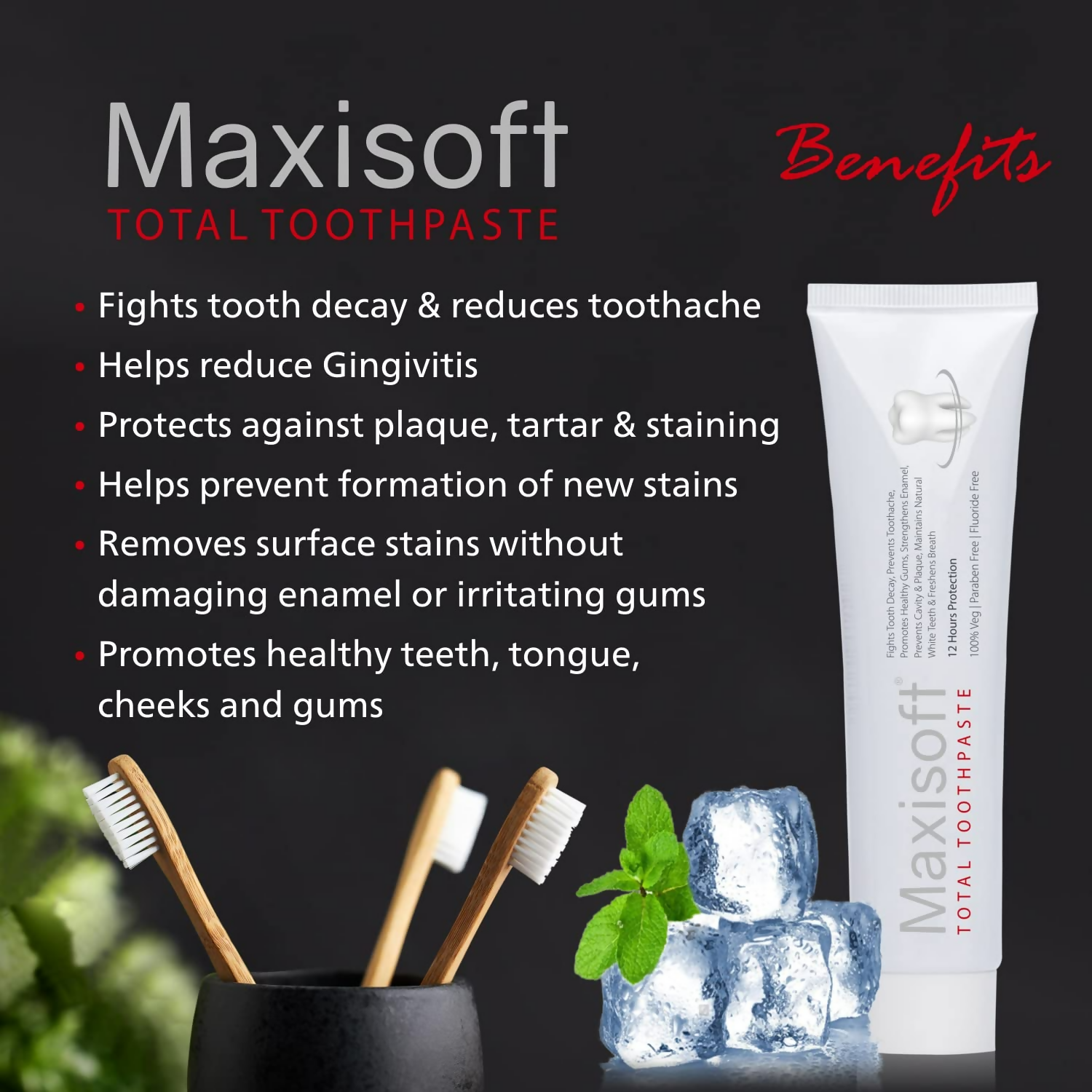 Maxisoft Total Toothpaste With Akarkara Babool Bakul Camphor Elaichi Pipli & Clove | Grocsy