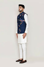Joban Fashion White Colored Art Silk Fabric Kurta, Jacket With Straight Fit Pant | Grocsy