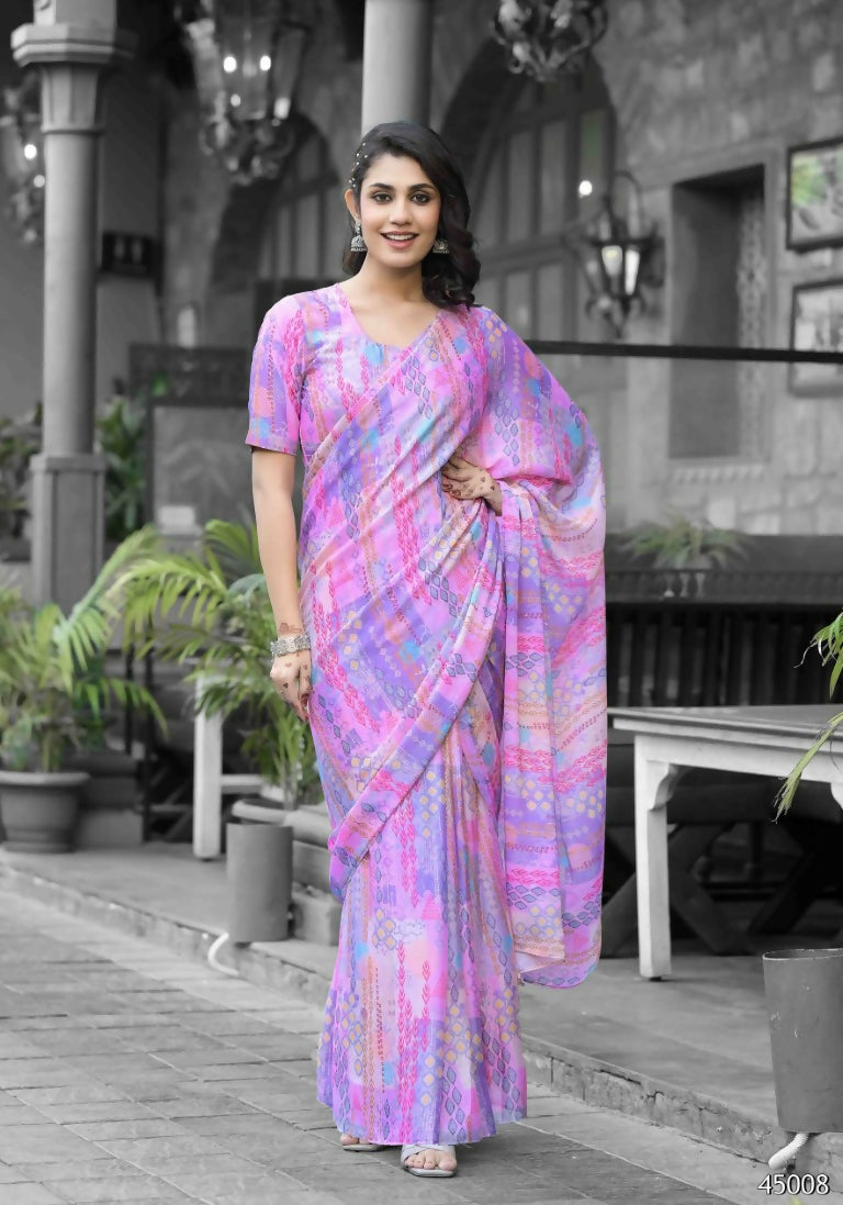 stylish Casual Pink Imported georgette Ready to Wear Fancy Saree - Ashwini | Grocsy