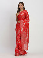 Shree Shyam Fashion Banarasi Silk Red Saree | Grocsy