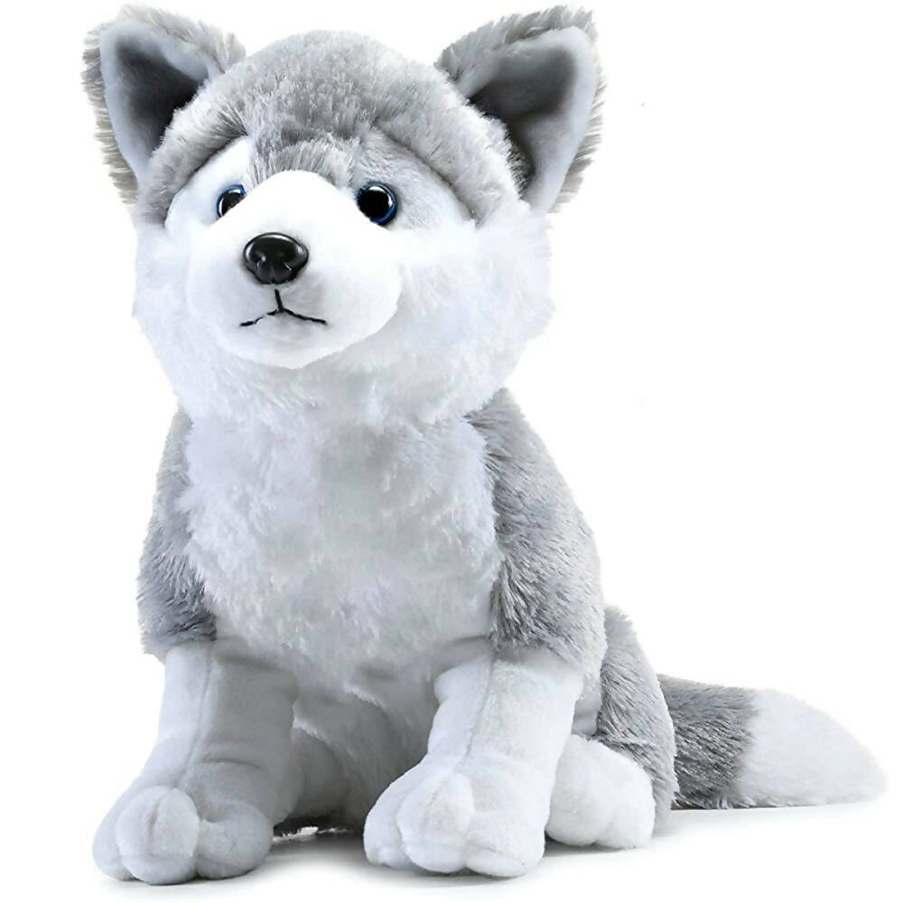 Webby Plush Husky Dog Stuffed Animal Puppy Soft Toy-Grey | Grocsy