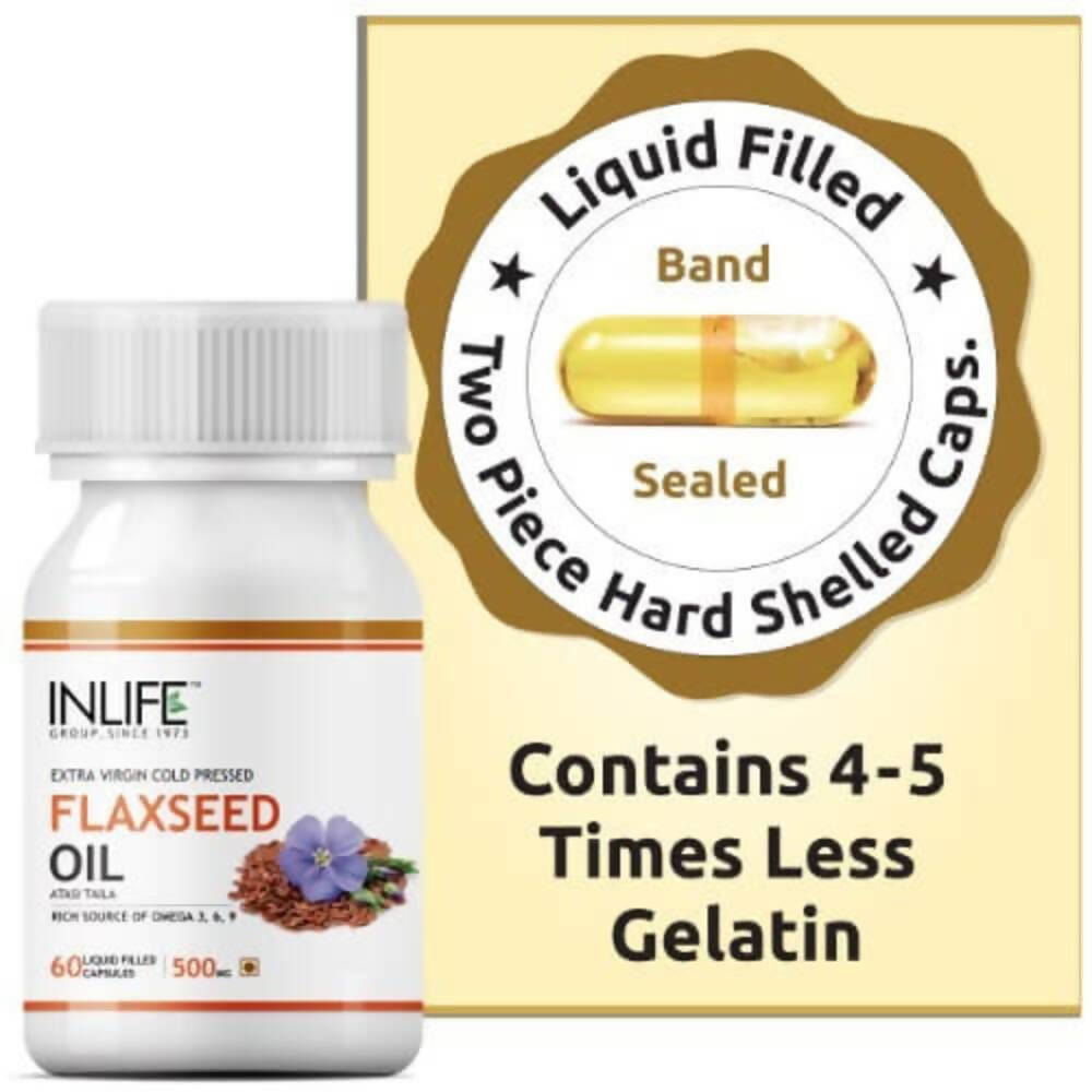 Inlife Flaxseed Oil Capsules With Gelatin | Grocsy