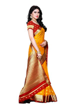 Mimosa Women's Traditional Crepe Kanjivaram Silk Gold Saree | Grocsy