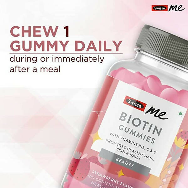 Swisseme Biotin Gummies With Vitamin B12, C & E For Healthy Hair & Nails | Grocsy