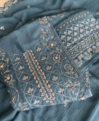 KC Sky Blue Pakistani Straight Suit For Women Chiffon | Grocsy