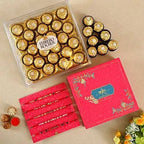 Pretty Designer Rakhi Set With 24 Pcs Ferrero Rocher | Grocsy