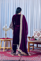 Teeya Creation Rani Color Velvet Silk Embroidery Work Party Wear Suit | Grocsy
