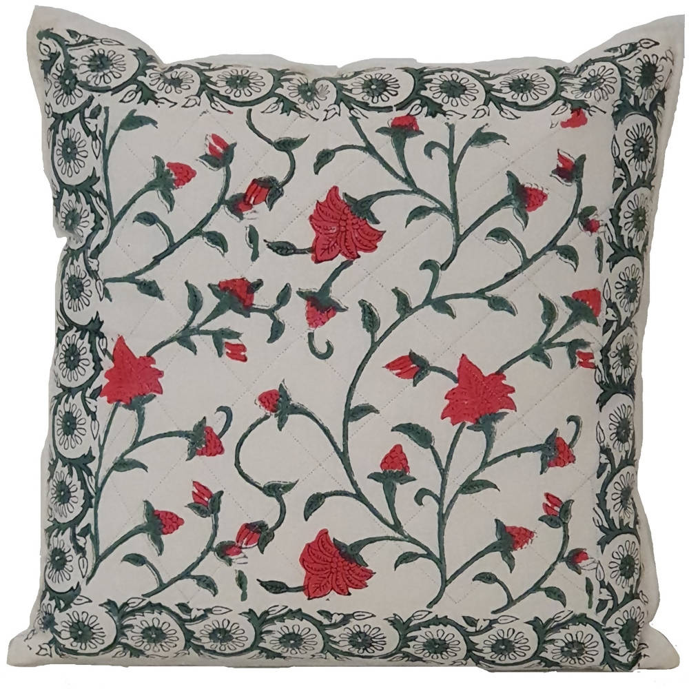The Decor Nook Red Floral Print Cushion Cover | Grocsy