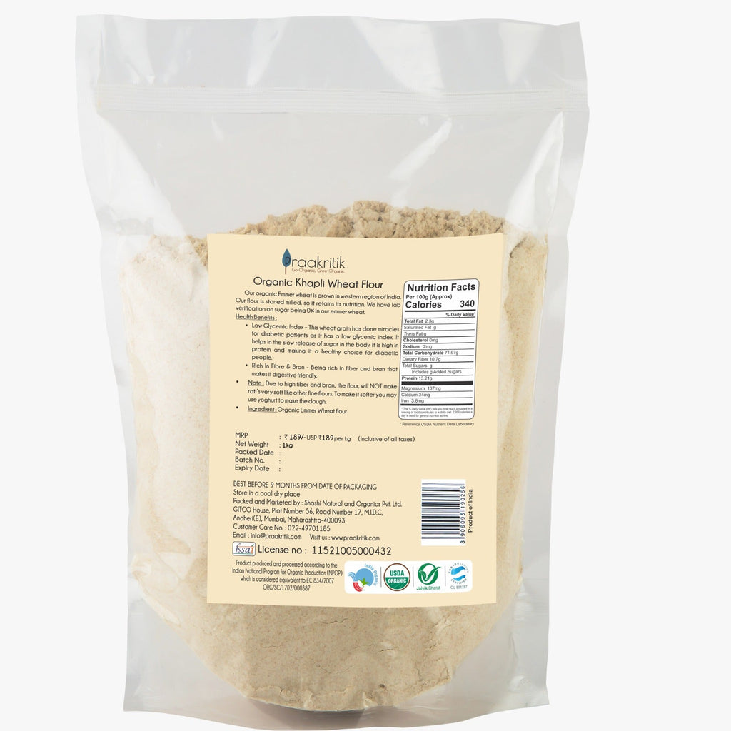 Praakritik Organic Khapli Wheat Atta - Swadesiicart
