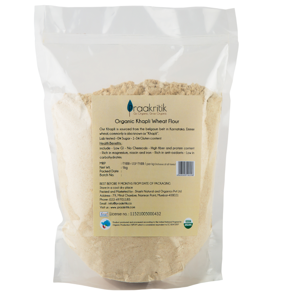 Praakritik Organic Khapli Wheat Atta - Swadesiicart