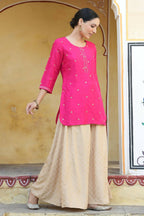 Juniper Women Fuchsia Shantoon Embroidered Straight Tunic | Grocsy