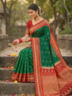 Shree Shyam Fashion Green Soft Silk Saree | Grocsy