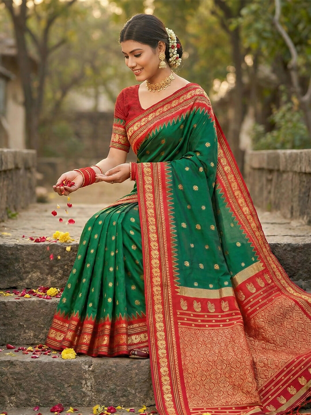 Shree Shyam Fashion Green Soft Silk Saree | Grocsy