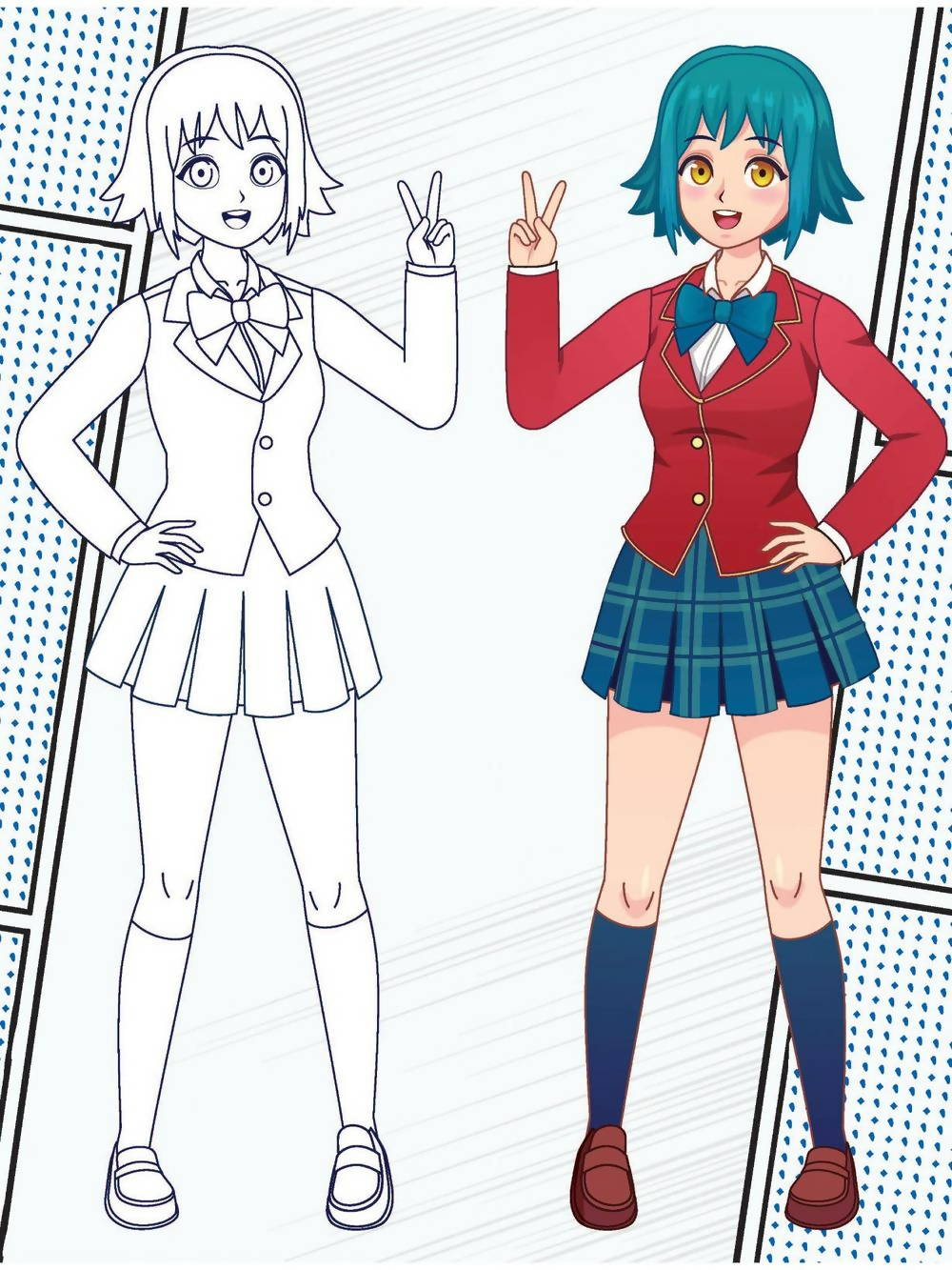 Dreamland Publications Colour Your Own Manga Book 2 With Free Manga Colouring Poster For Kids | Grocsy