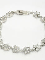 NVR Women's Silver-Toned Cubic Zirconia Link Bracelet | Grocsy