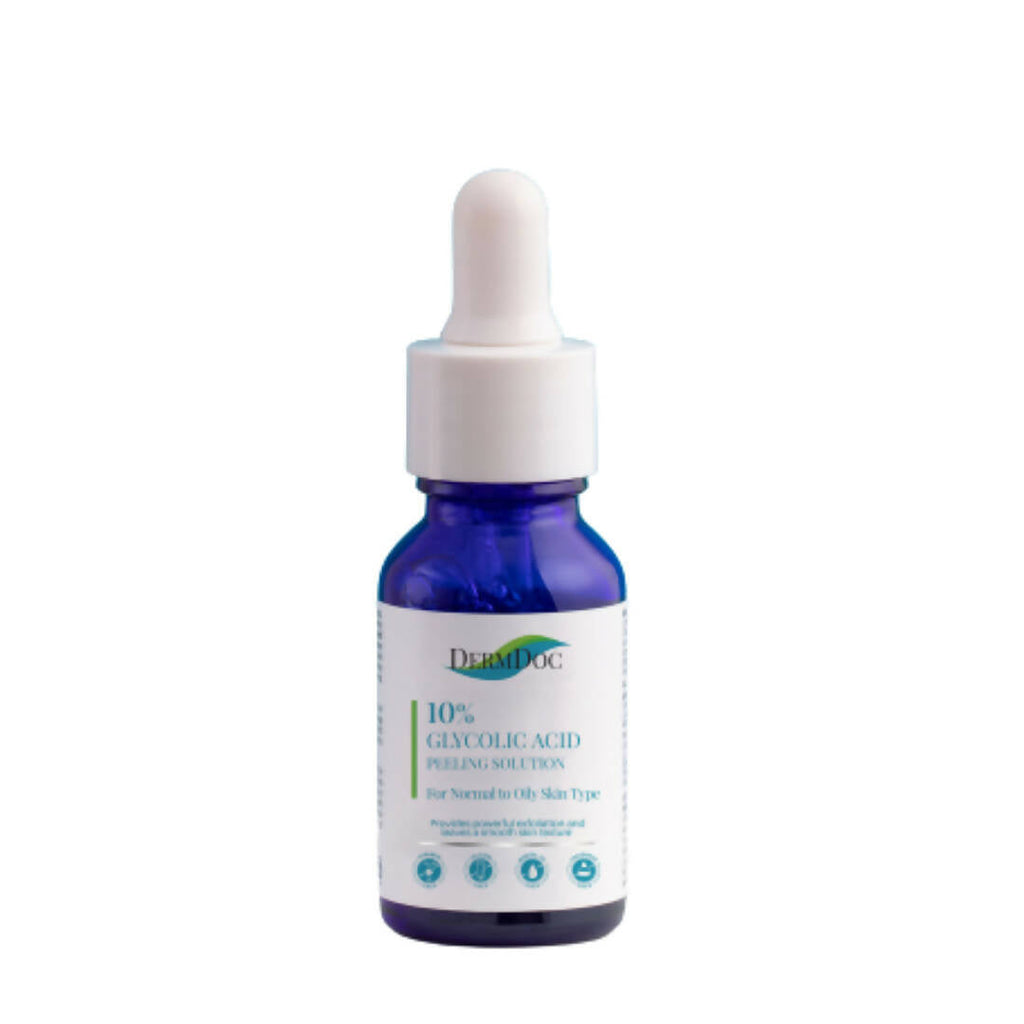 Dermdoc 10% Glycolic Acid Peeling Solution Serum, Pore Cleansing & Brightening, Normal to Oily Skin | Grocsy
