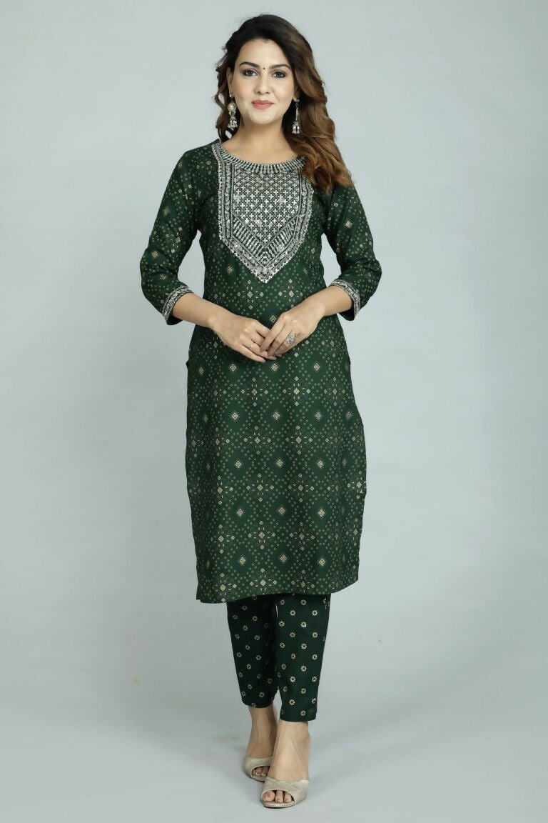 Alvano Women's Attractive And Stylish Rayon A Line Kurta With Pant And Dupatta | Grocsy