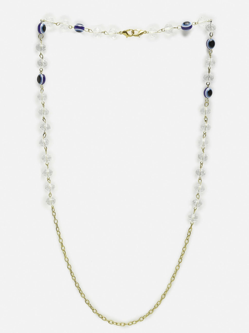Unisex Gold-Toned Blue Evil Eye Beaded Mask Chain - Ruby Raang | Grocsy