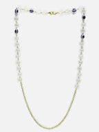 Unisex Gold-Toned Blue Evil Eye Beaded Mask Chain - Ruby Raang | Grocsy