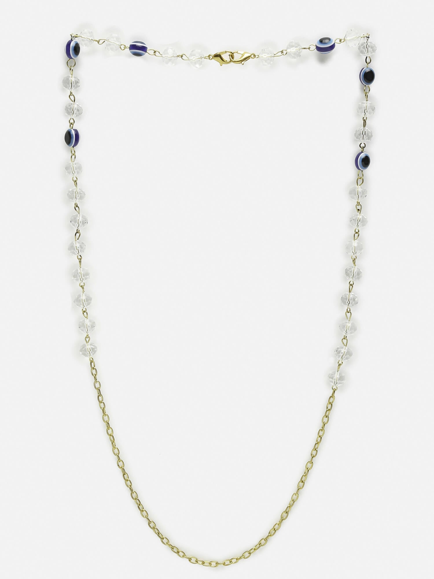 Unisex Gold-Toned Blue Evil Eye Beaded Mask Chain - Ruby Raang | Grocsy