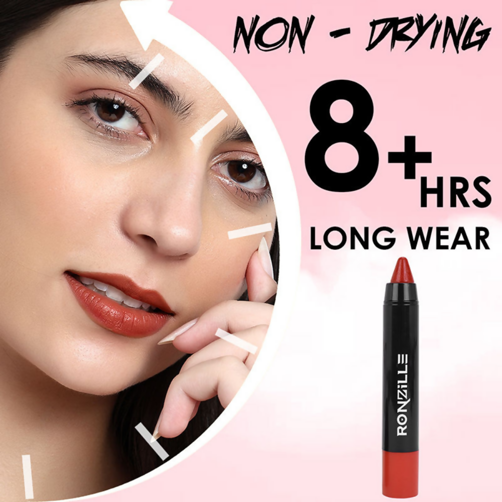 Ronzille Long Stay Matte Lip Crayon - Cherry Wood | Grocsy
