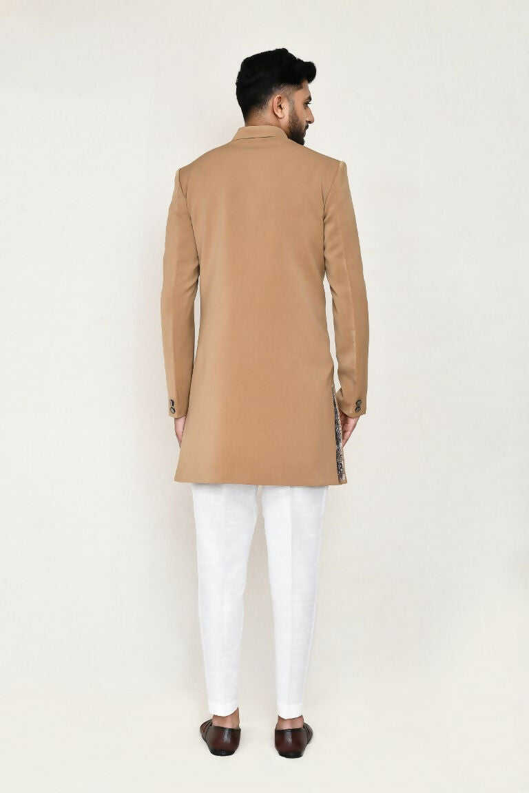 Joban Fashion Chiku Colored Terry Rayon Fabric Indo Western With Straight Fit Pant | Grocsy