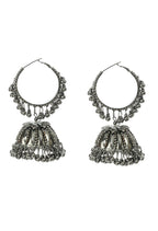 Mominos Fashion Johar Kamal Oxidised Black-Plated With Ghungroo Jhumkas