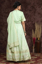 Juniper Women Mint Shantoon Embroidered Flared Lehenga Choli Sets | Grocsy