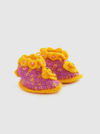Chutput Kids Woollen Hand Knitted Self Desgin Detailed Booties - Yellow | Grocsy