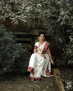 DEIANA'S Beautiful Designer Golden zari Soft Lichi Silk Saree - White | Grocsy